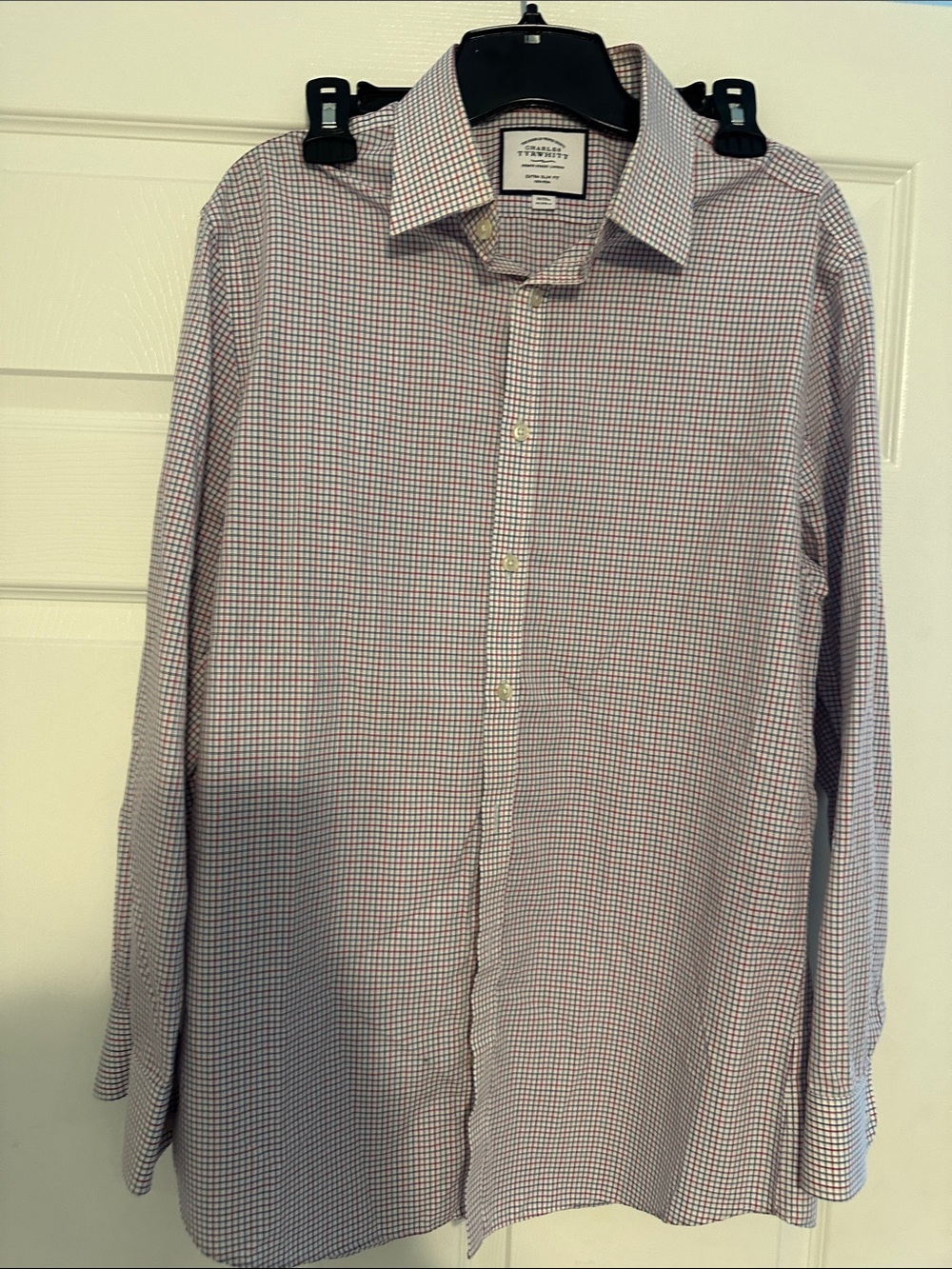 Tommy Hilfiger Men's Button‑Down Check Dress Shirt - Blue & White